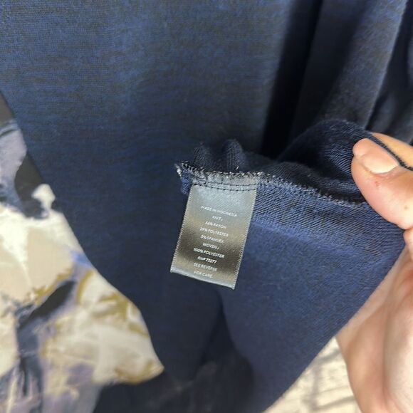 SIMPLY VERA  WANG Long Sleeve Abstract Asymmetrical Design Navy Blouse Size XL - Picture 5 of 6